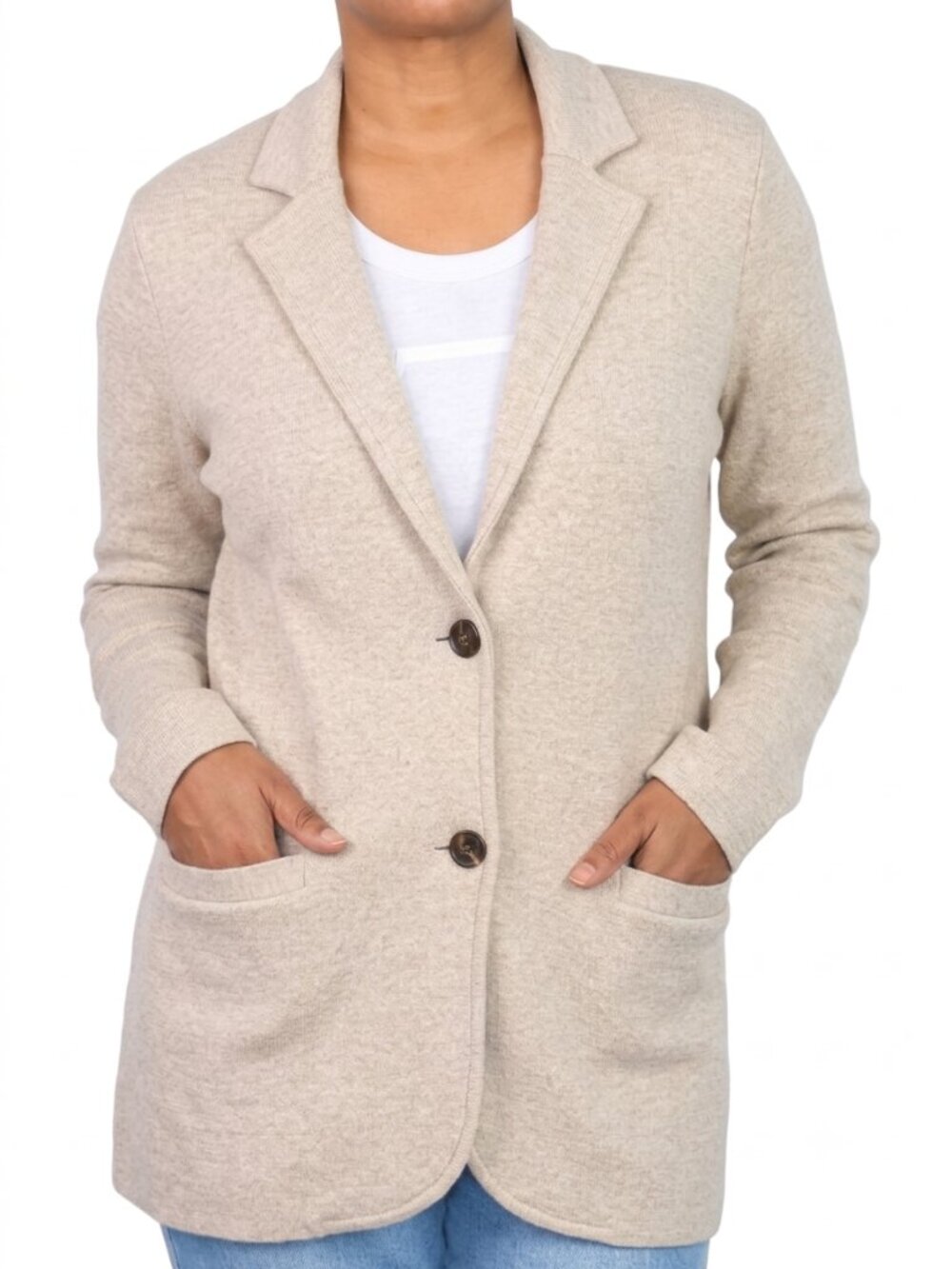 J.Crew Sweater Blazer Hthr Light Khaki Large